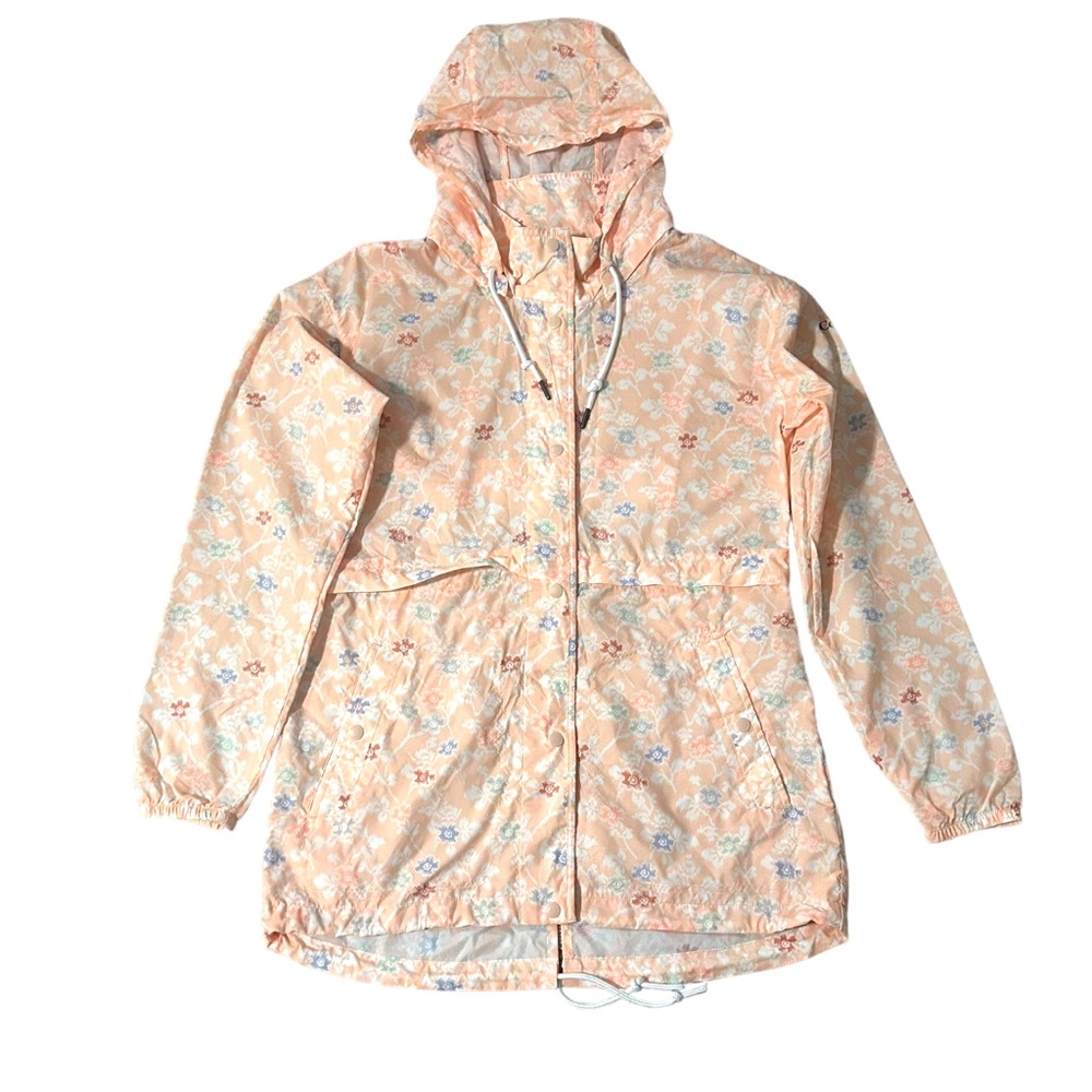 || NEW || Columbia Pink Floral Full Button Up Windbreaker Women’s Small